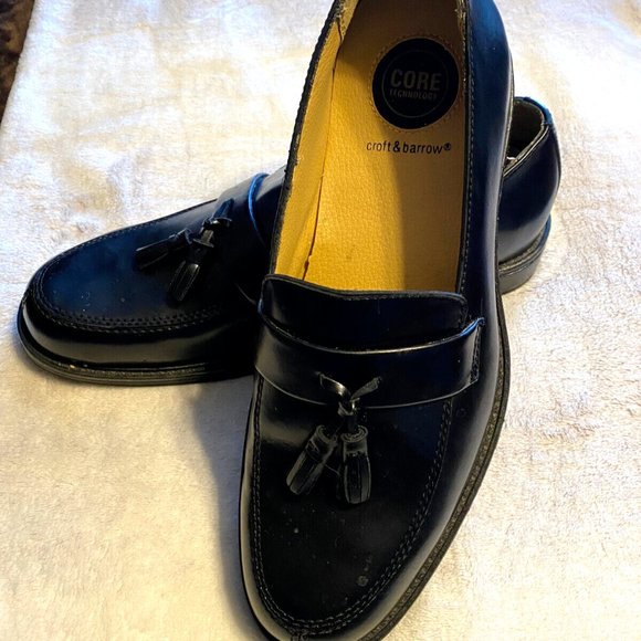 Croft & Barrow Men's Core Technology Black Leather Loafer Shoes Size 9 1/2 Med - Picture 2 of 10
